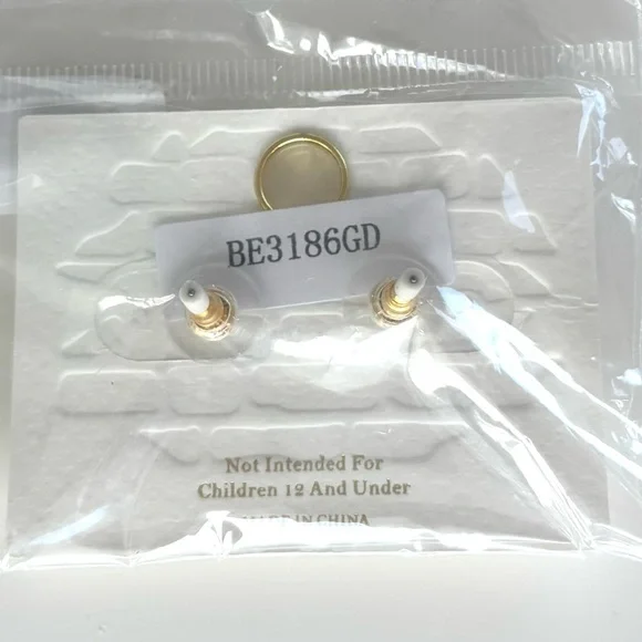 NWT American Flag Cross Shaped Post Earrings w Gold Trim - Picture 2 of 2